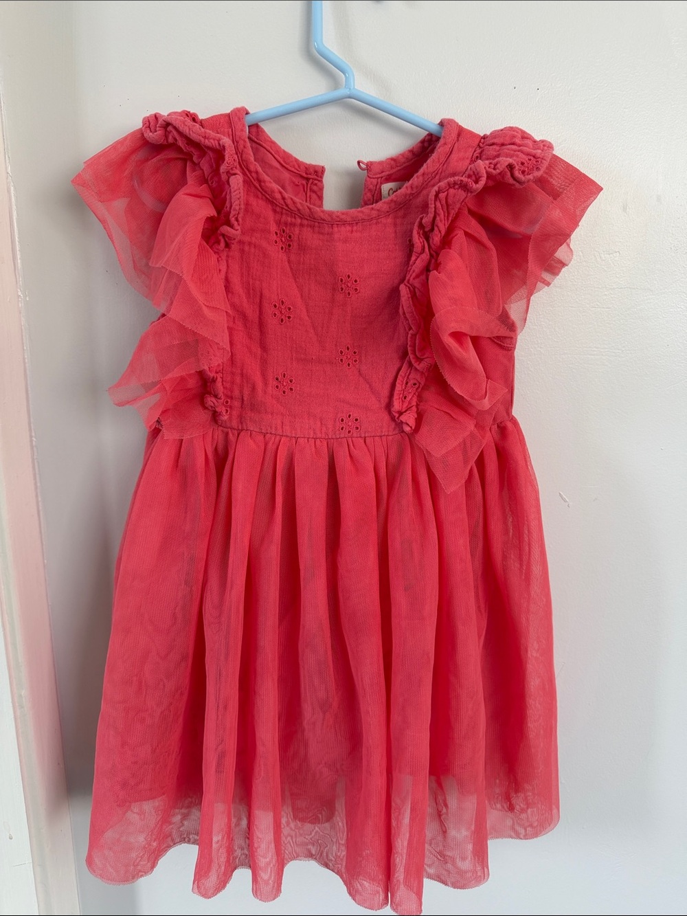 Cat & Jack Coral Ruffle Tulle Party Dress 4T
